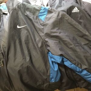 NWOT Nike & Adidas Men's Black and Blue Windbreaker